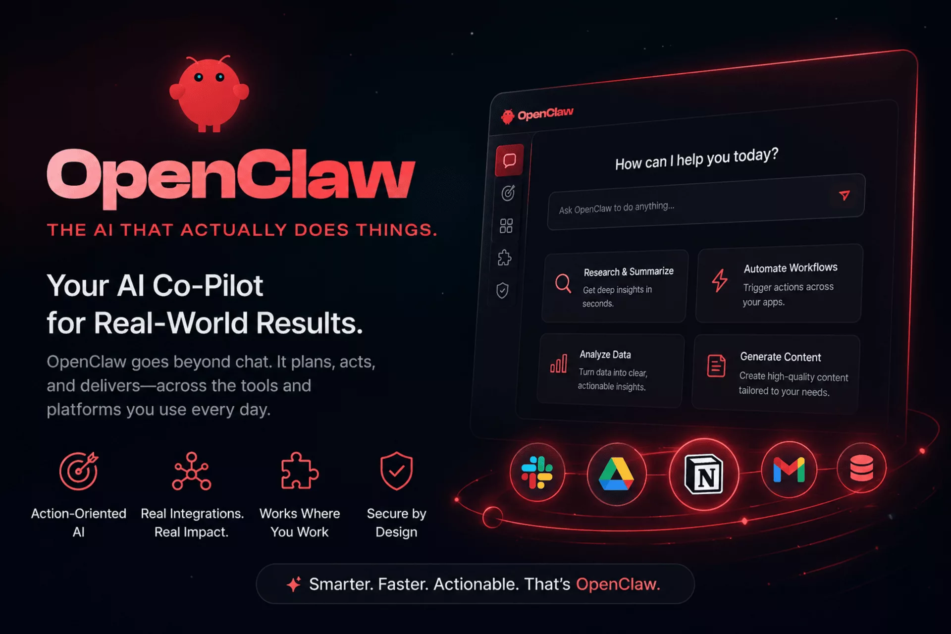 OpenClaw AI agent dashboard showing real-world automation and workflow integrations